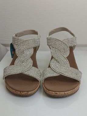 Cali From Skechers Luxe Foam Embellished Crystal Braided Sandal